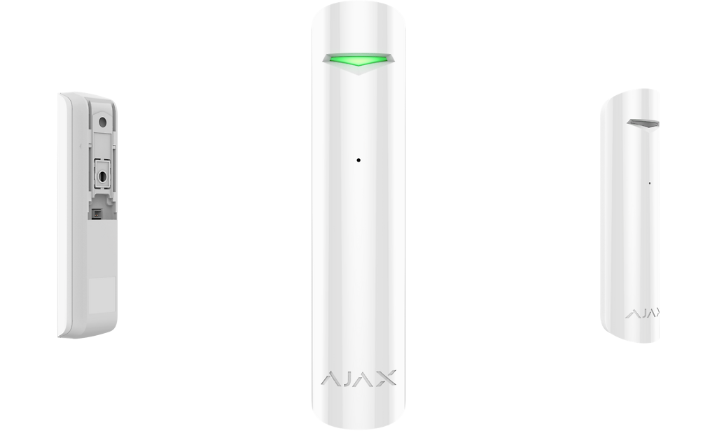 Особливості у Бездротовий датчик розбиття скла Ajax GlassProtect (White)