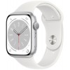 Apple Watch Series 8 45mm Silver Aluminum Case with White Sport Band (MP6N3) в Одесі