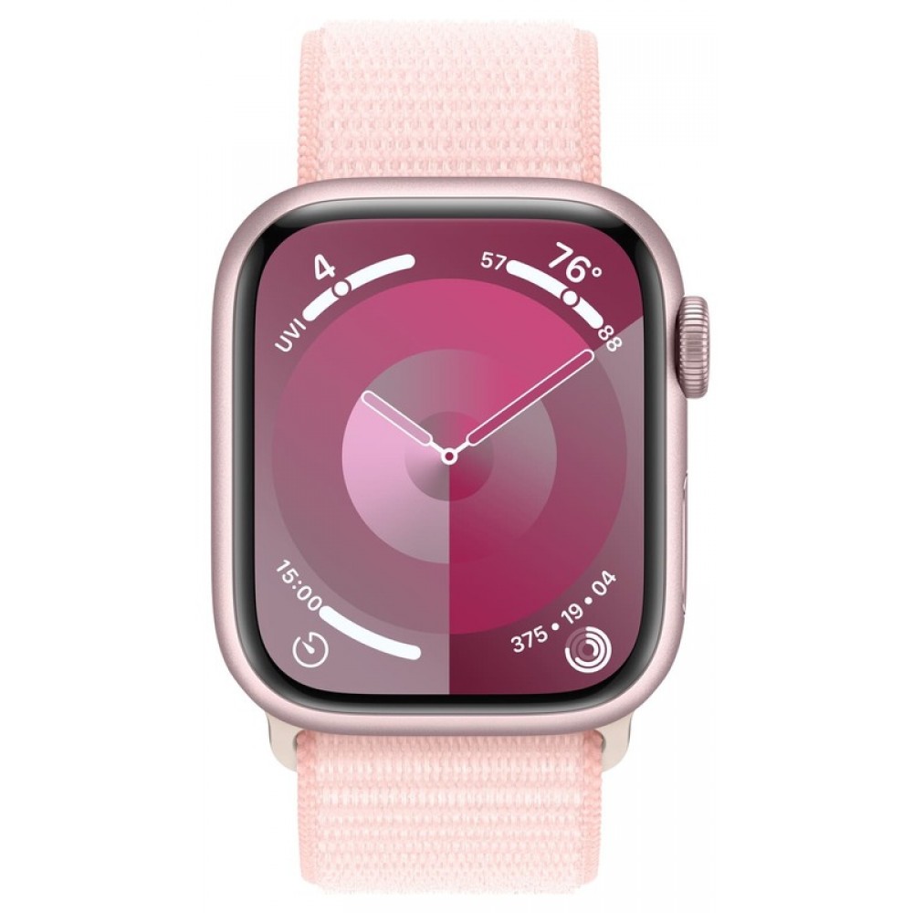 Apple Watch Series 9 41mm Pink Aluminum Case with Light Pink Sport Loop (MR953)