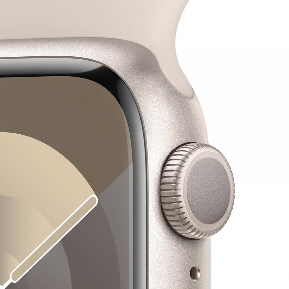 Apple Watch Series 9 45mm Starlight Aluminum Case with Starlight Sport Band - S/M (MR963)