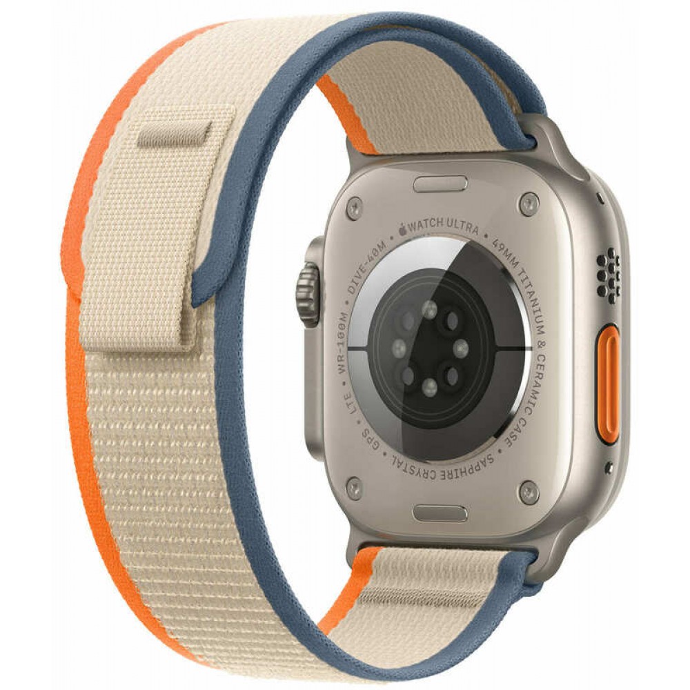 Apple Watch Ultra 2 49mm Titanium Case with Orange/Beige Trail Loop - S/M (MRF13)