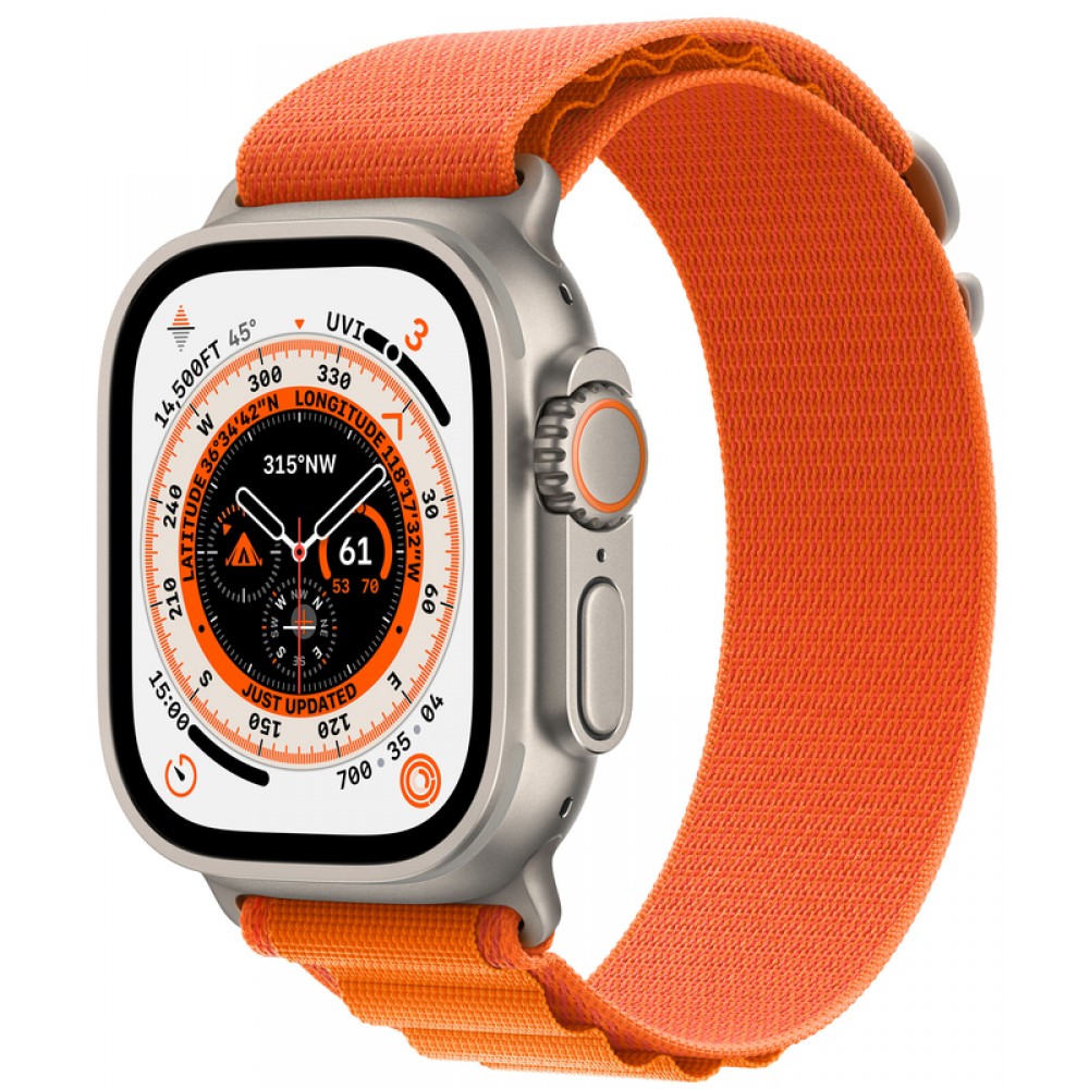 Apple Watch Ultra 49mm Titanium Case with Orange Alpine Loop - Medium (MQEU3/MQFL3)