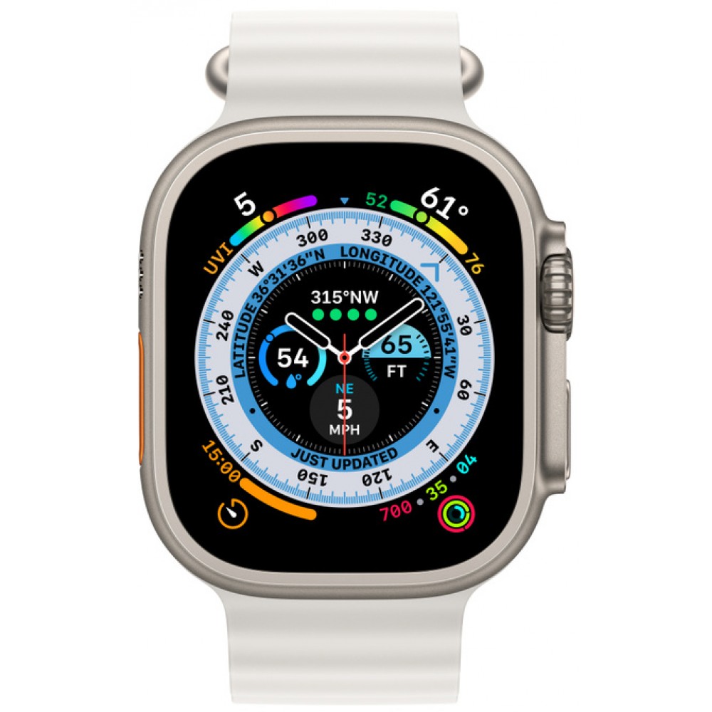 Apple Watch Ultra 49mm Titanium Case with White Ocean Band (MNH83/MNHF3) UA