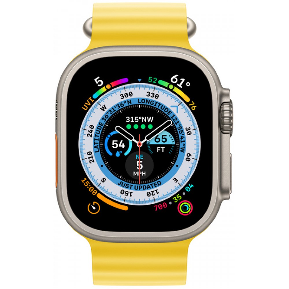 Apple Watch Ultra 49mm Titanium Case with Yellow Ocean Band (MNH93/MNHG3)