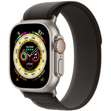 Apple Watch Ultra 49mm Titanium Case with Black/Gray Trail Loop - S/M (MQF43/MQFW3) UA
