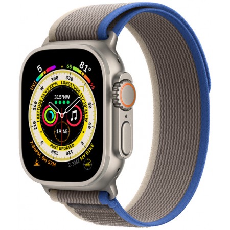 Apple Watch Ultra 49mm Titanium Case with Blue/Gray Trail Loop - S/M (MNHE3/MNHL3) UA