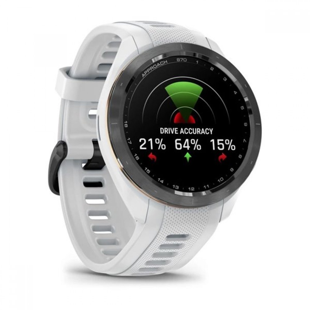 Смартгодинник Garmin Approach S70 42 mm Black Ceramic Bezel with White Silicone Band (010-02746-10)