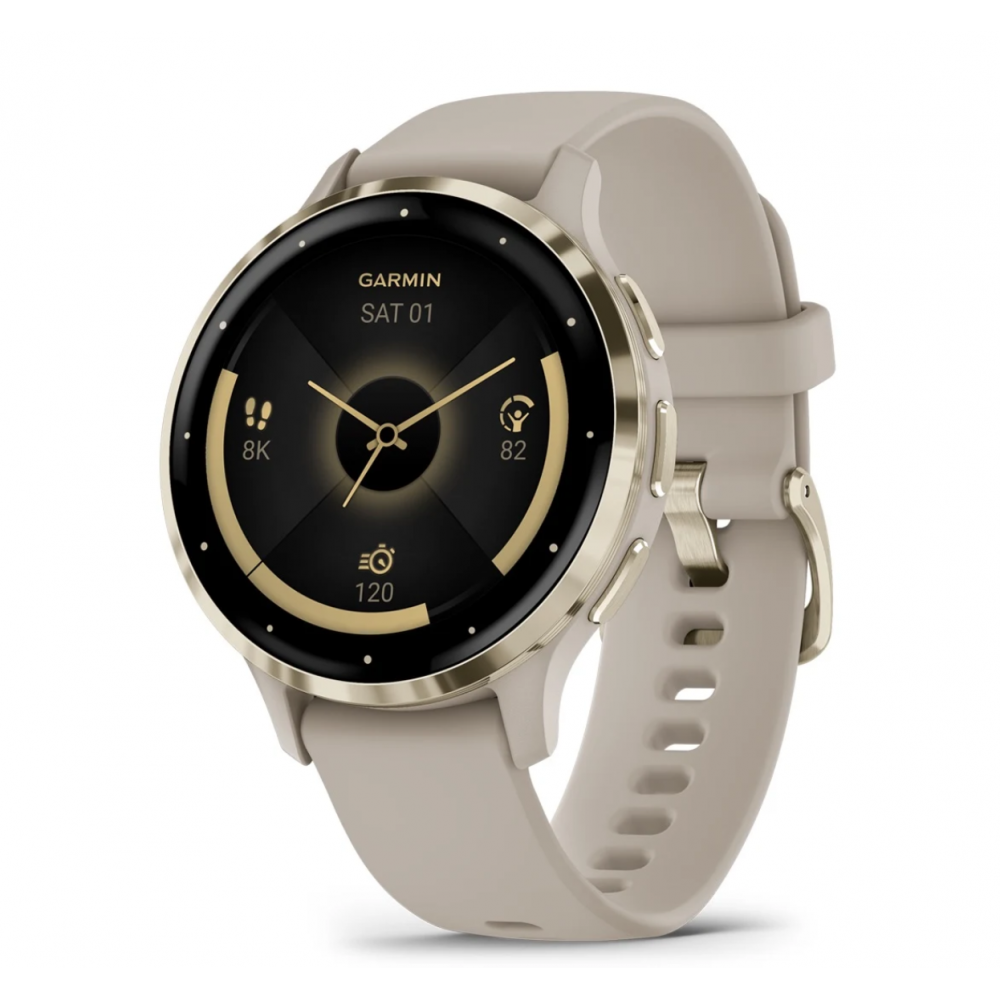 Смартгодинник Garmin Venu 3S Soft Gold Stainless Steel Bezel with French Gray Case and Silicone Band (010-02785-02)