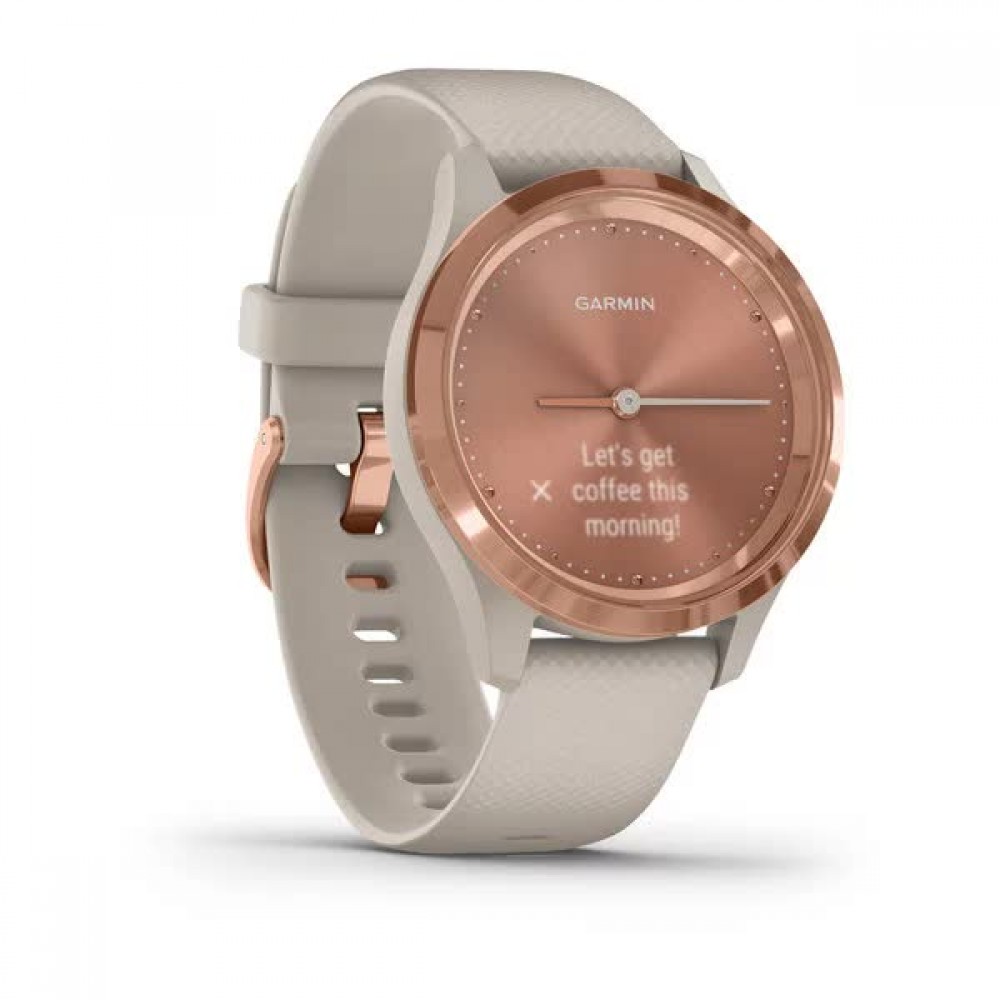 Смартгодинник Garmin Vivomove 3S Rose Gold Bezel with Light Sand and Silicone Band (010-02238-02)