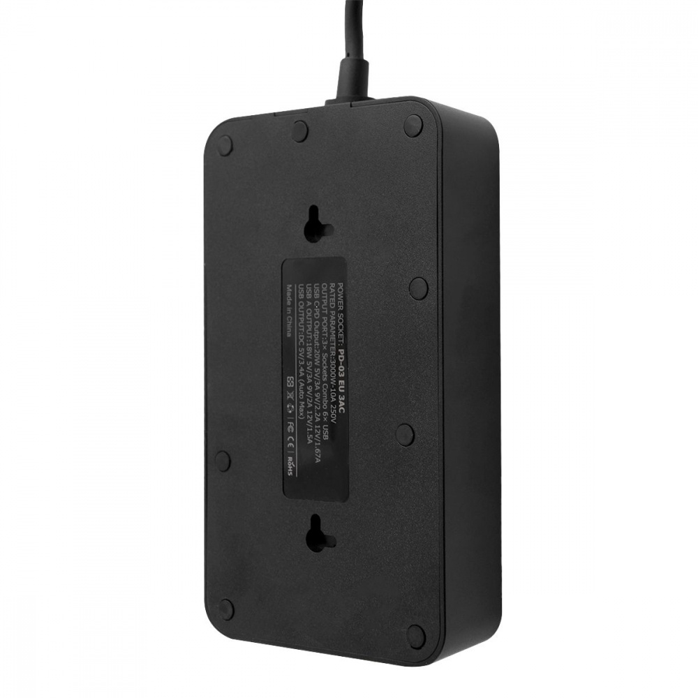 Мережевий фільтр Proove Power Socket PD-03 (3 розетки + 5 USB + Type-C 20W) 2М (Black)
