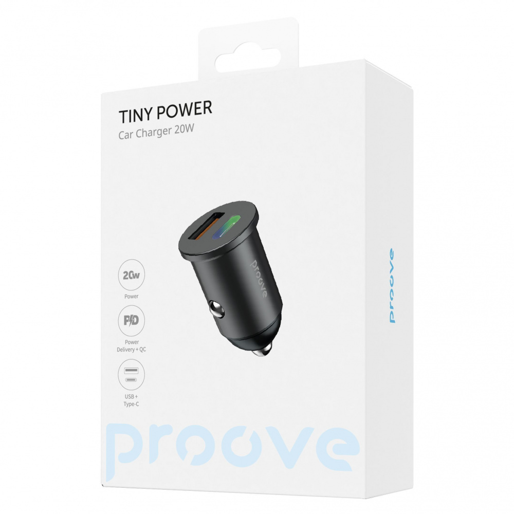 Автомобільний зарядний пристрій Proove Tiny Power 20W (USB + Type-C) (Black)