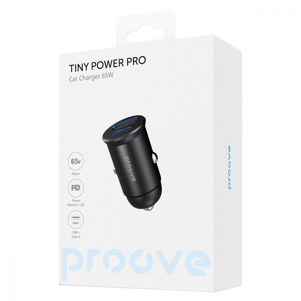 Автомобільний зарядний пристрій Proove Tiny Power Pro 65W (USB + Type-C) (Black)
