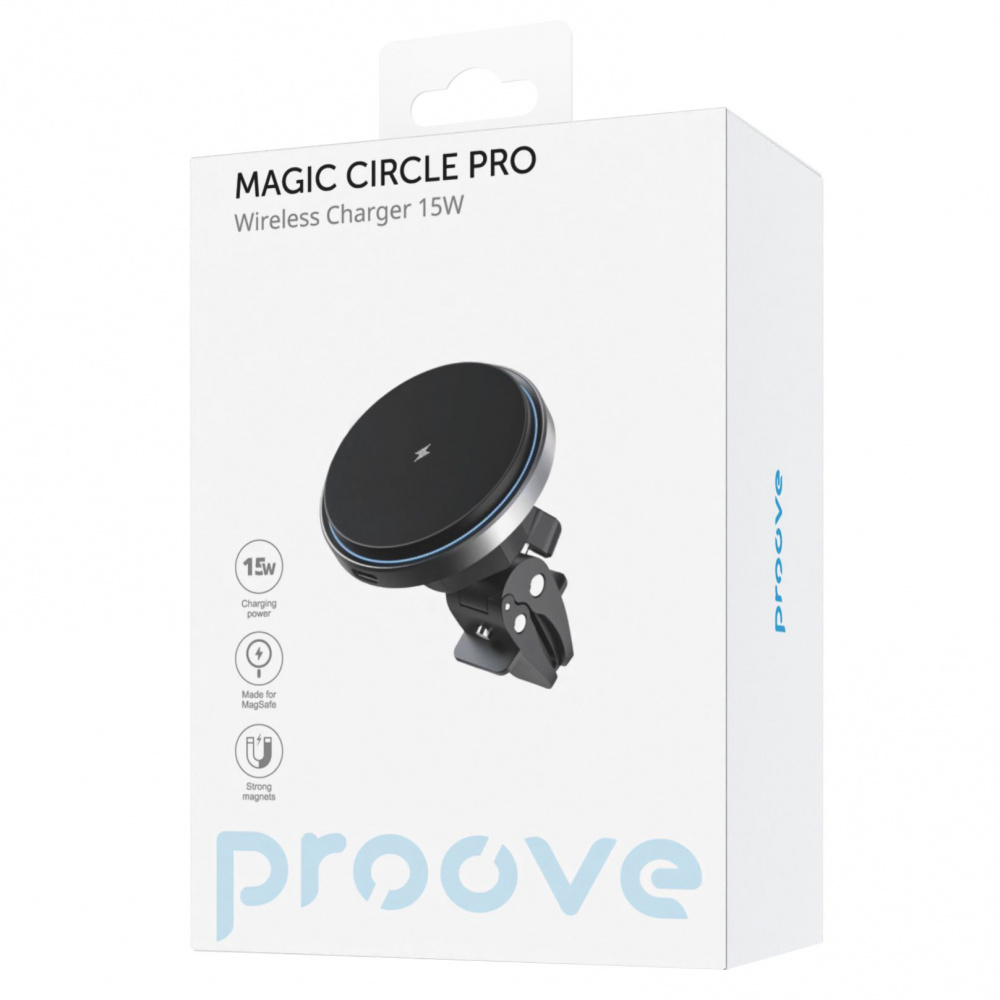Автомобільний тримач із бездротовою зарядкою Proove Magic Circle Pro 15W (Black)