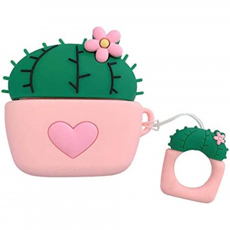 Airpods Cartoon Soft Case (Pink Flowerpot)