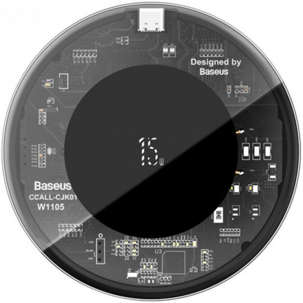 Бездротовий зарядний пристрій Baseus Simple Wireless charger 15W (Transparent)