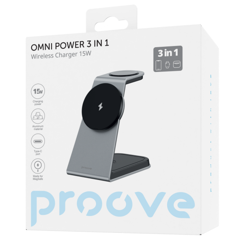 Бездротовий зарядний пристрій Proove Omni Power 3 in 1 (Black)