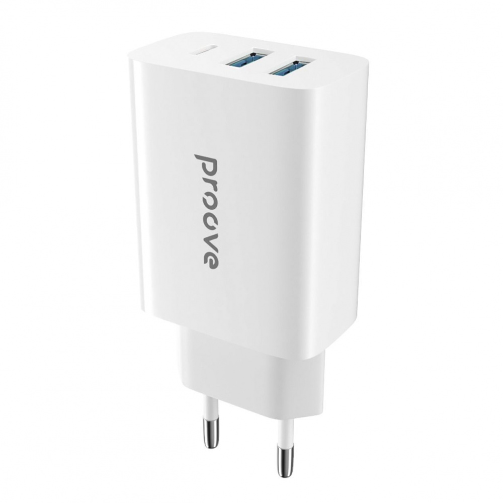 Мережевий зарядний пристрій Proove Rapid 30W (2 USB + Type-C) (Білий)