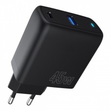Мережевий зарядний пристрій Proove Silicone Power 45W (Type-C + USB) (Чорний)