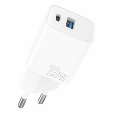 Мережевий зарядний пристрій Proove Silicone Power Plus 20W (Type-C + USB) (Білий)