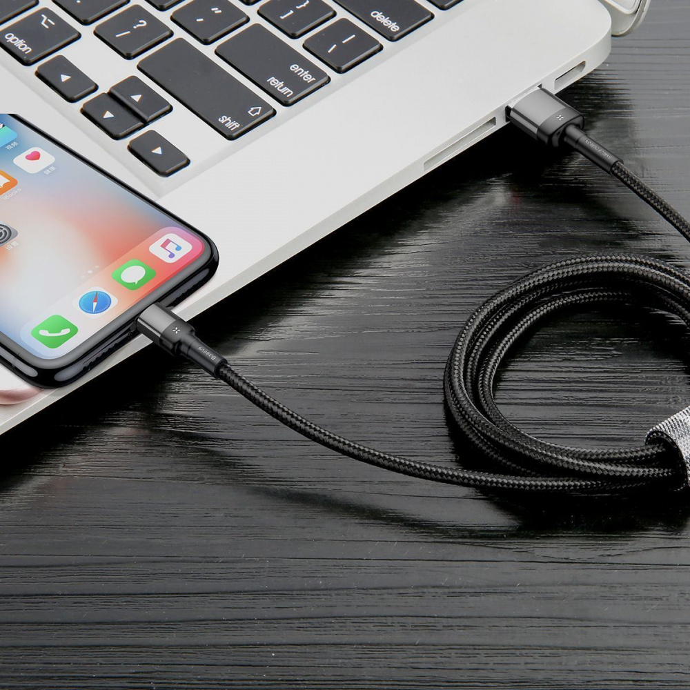 Lightning USB-кабель Baseus Cafule Cable 2.4A (Чорний) у Вінниці