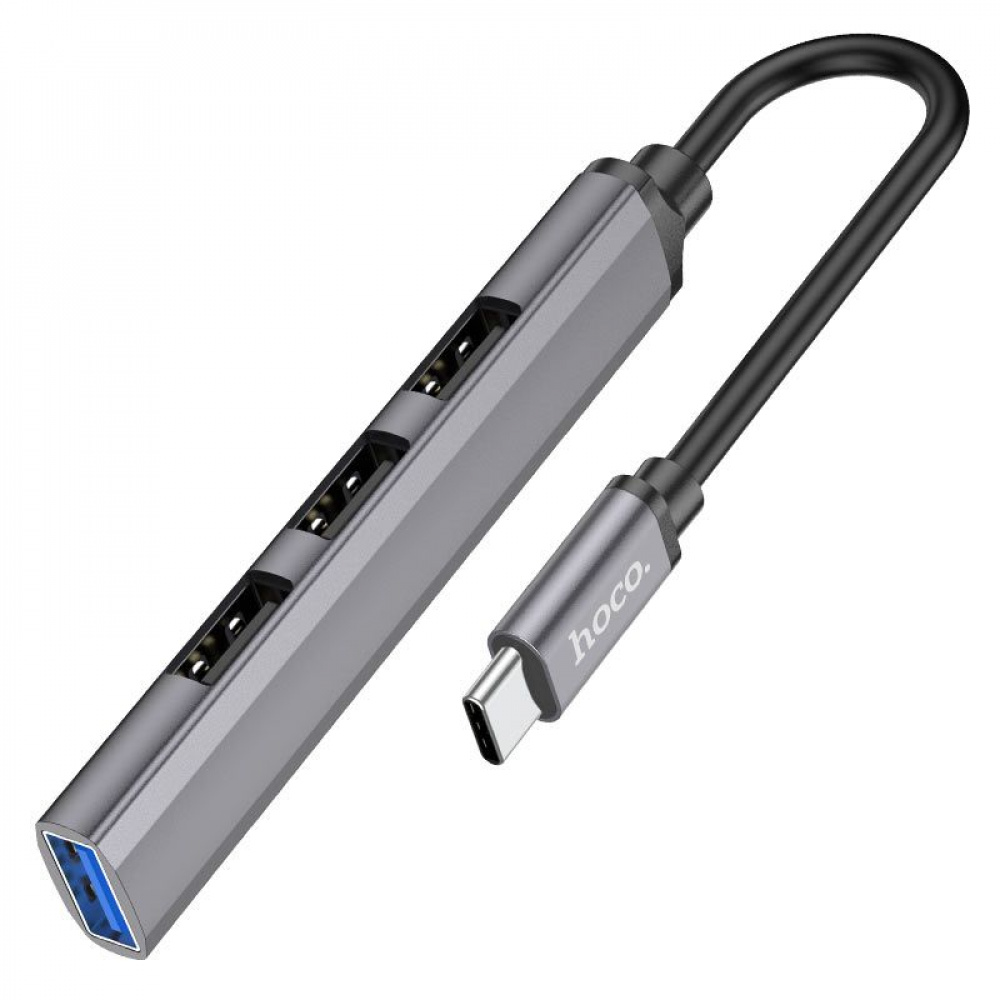 USB-Хаб Hoco HB26 4 in 1 (Type-C to 1хUSB3.0 + 3хUSB2.0) (Metal Gray)