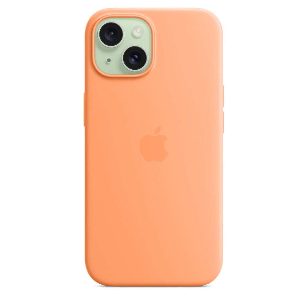 Apple Silicone case для iPhone 15 with MagSafe (Orange Sorbet)