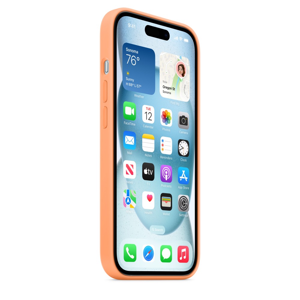 Apple Silicone case для iPhone 15 with MagSafe (Orange Sorbet)