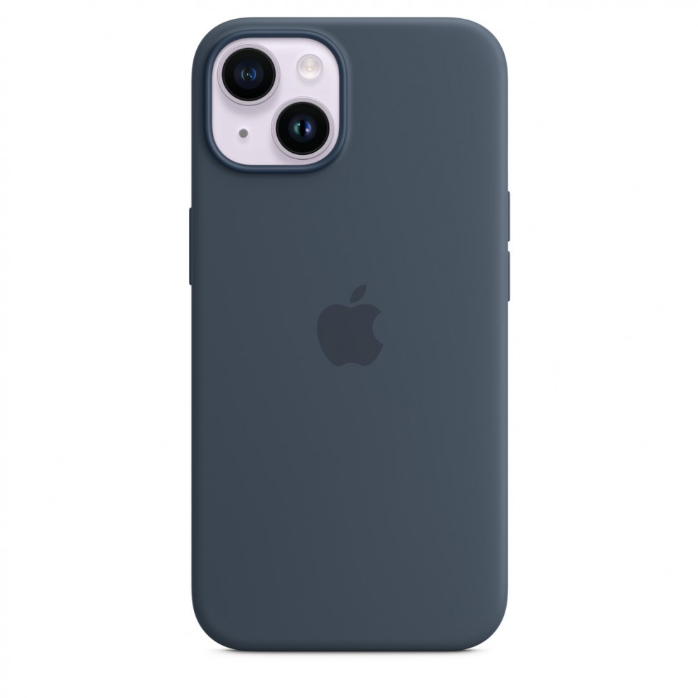 Apple Silicone case для iPhone 14 with MagSafe (Storm Blue)