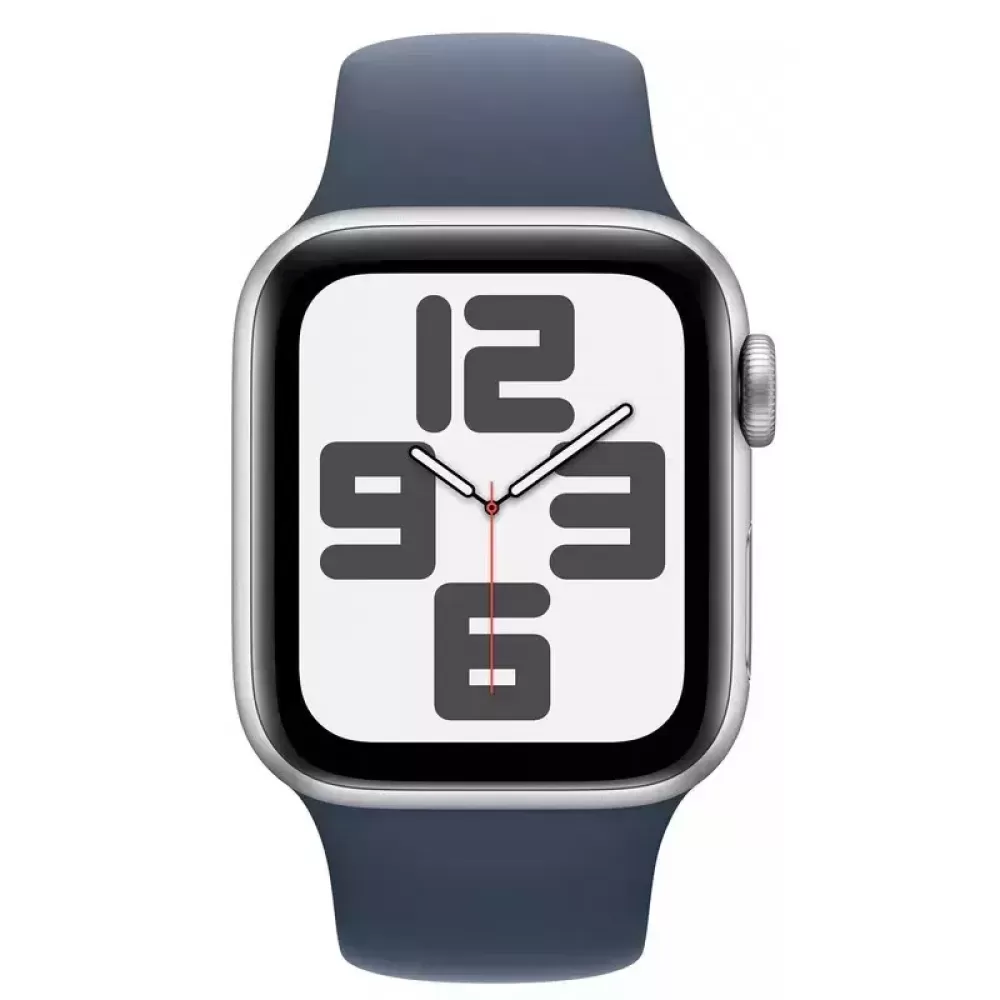 Apple Watch SE 2 2023 40mm Silver Aluminum Case with Storm Blue Sport Band S/M (MRE13)