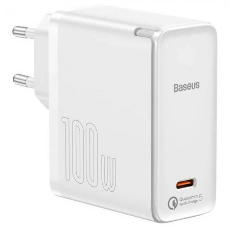 Мережевий зарядний пристрій Baseus GaN2 Fast Charger 100W + Cable Type-C to Type-C 100W (1.5m) (Білий)