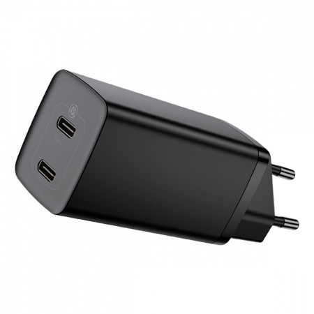 Мережевий зарядний пристрій Baseus GaN2 Lite Quick Charger 65W (2 Type-C) (Чорний)