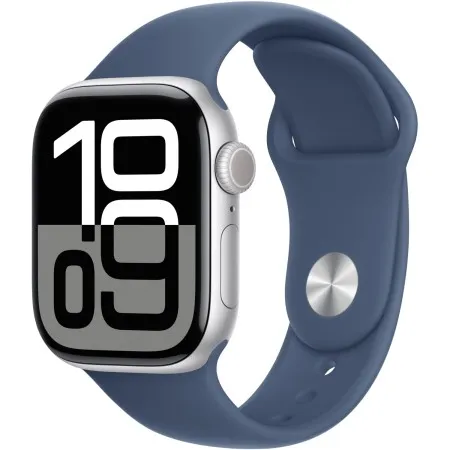 Apple Watch Series 10 42mm Silver Aluminum Case with Denim Sport Band - S/M