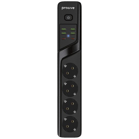 Мережевий фільтр Proove Power Strip P-04 (4 розетки + 4 USB + 2 Type-C) 3M (Black)