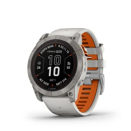 Смартгодинник Garmin Fenix 7X Pro Sapphire Solar Titanium with Fog Gray/Ember Orange Band (010-02778-15)