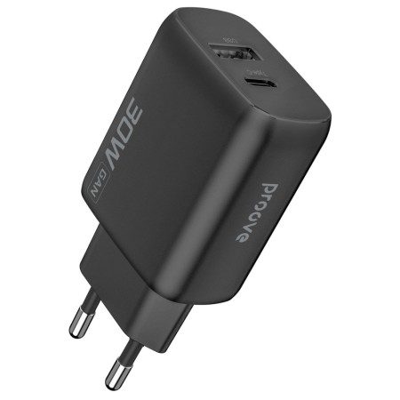 Мережевий зарядний пристрій Proove Silicone Power 2 30W (Type-C + USB) Black  у Луцьку