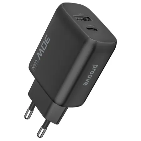 Мережевий зарядний пристрій Proove Silicone Power 2 30W (Type-C + USB) Black