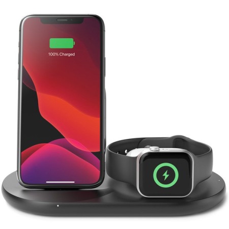 Бездротовий зарядний пристрій Belkin 3in1 Wireless Pad/Stand/Apple Watch Black (WIZ001VFBK)  у Тернополі