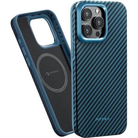 Чохол Pitaka MagEZ Case Pro 4 Twill 1500D Black/Blue for iPhone 15 Pro (KI1508PPA)