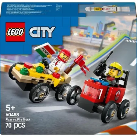 Конструктор LEGO City «Піца-авто проти пожежної машини» Набір для перегонів (60458)