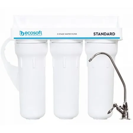 Фільтр проточний тристадійний Ecosoft Standard, покращений комплект картриджів з Ecomix, кран капля  у Херсоні