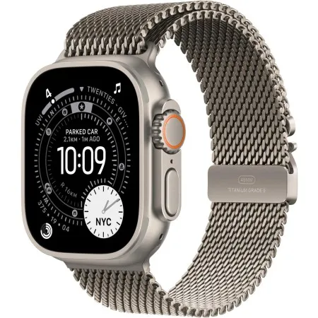Apple Watch Ultra 3 49mm Natural Titanium Case with Natural Titanium Milanese Loop - S (MEWW4QP/A)