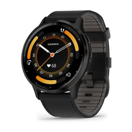 Смартгодинник Garmin Venu 3 Slate Stainless Steel Bezel Black Case Black Leather Band (010-02784-52)  у Чернівцях
