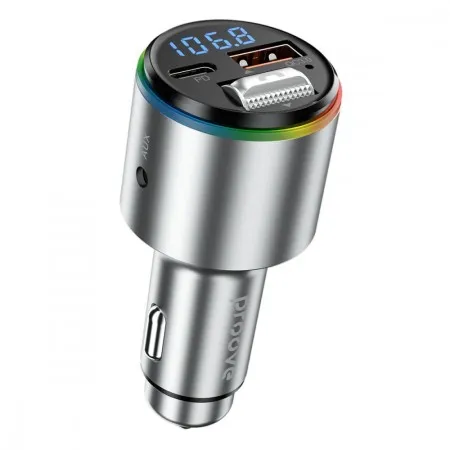 Автомобільний зарядний пристрій Proove FM Launcher Power Drive 30W (PD+QC3.0) Type-C+USB+AUX (Silver)