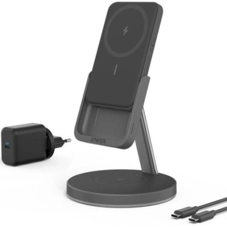 Бездротовий зарядний пристрій Anker PowerWave Mag-Go 2in1 Stand 7.5W (Black) (B25A7311)