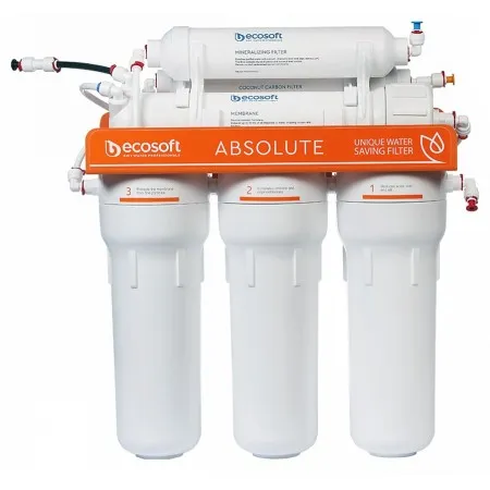 Фільтр зворотного осмосу Ecosoft Absolute з мінералізатором, мембрана 75gpd DuPont, дренаж 1:1  у Києві