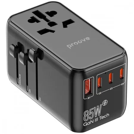 Універсальний адаптер Proove Trip 85W (Black)  в Івано-Франківську