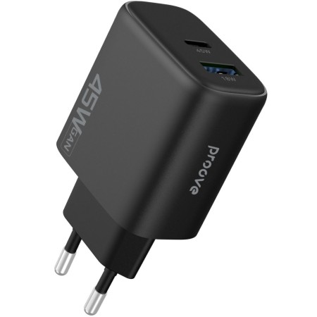 Мережевий зарядний пристрій Proove Silicone Power 2 45W (Type-C+USB) black  у Микуличині