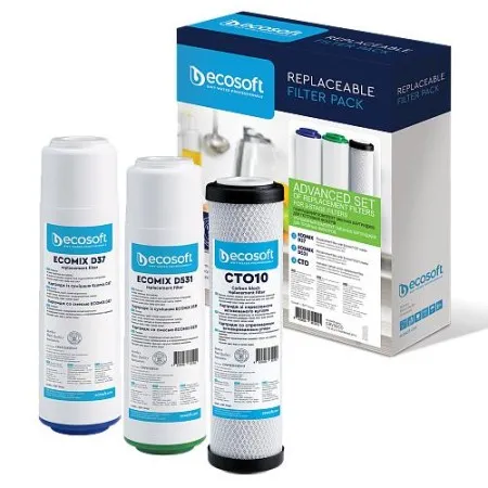 Комплект картриджів Ecosoft 1-2-3 Premium, видаляє жорсткість, хлор, важкі метали, феноли  у Херсоні