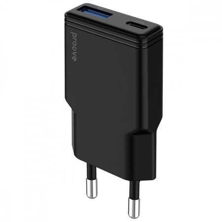 Мережевий зарядний пристрій Proove Slender 30W (Type-C + USB) Black  у Луцьку