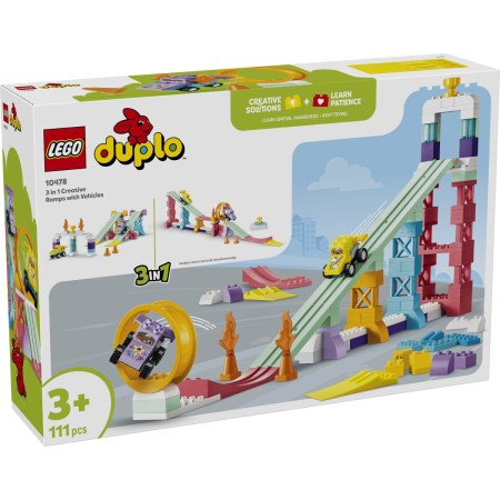 Конструктор LEGO DUPLO Town 3 в 1 Цікаві гірки та трампліни з автомобілями (10478)